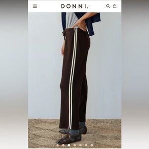 DONNI. Brown Pants with White Stripe